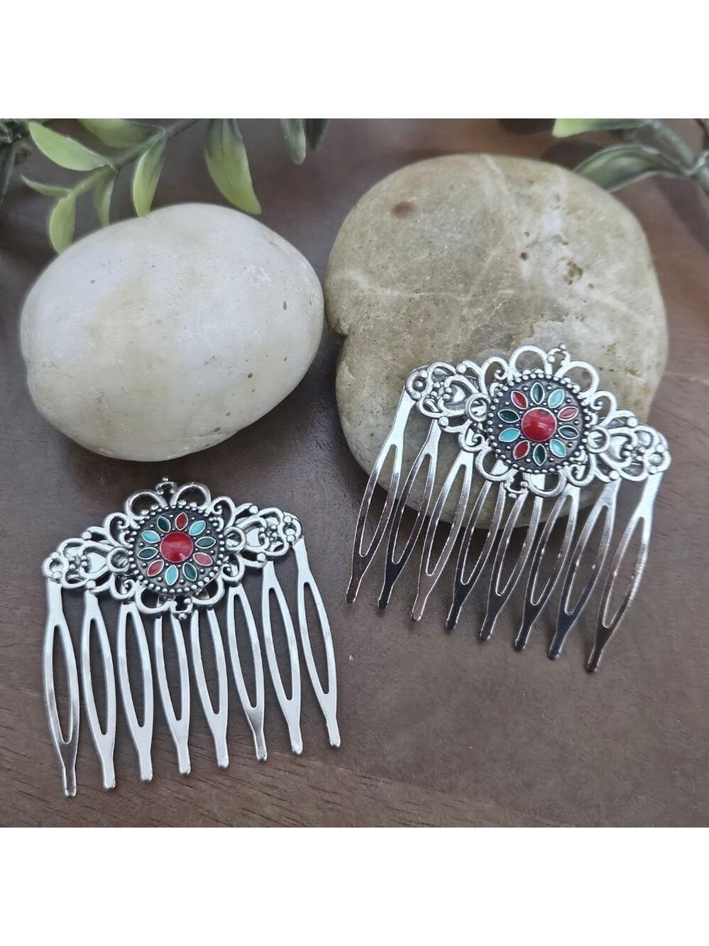Boho Western Handmade Multicolor Hair Comb Set - Picture 1 of 3